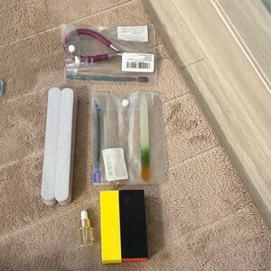 Nail Care Tool Set with Purple Cuticle Nipper & Rainbow Glass Files